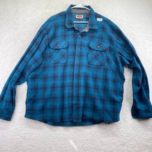 Wrangler Mens Plaid Fleece  Size 3XL Blue Flannel Long Sleeve Button Up ... - £15.81 GBP