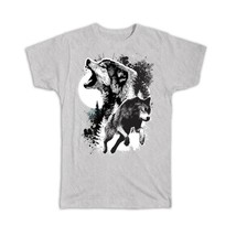 Wolves Wolf : Gift T-Shirt Grayscale Drawing Wild Animal Forest Nature Protectio - £14.34 GBP