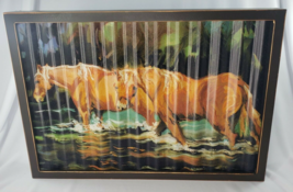 Big Sky Carvers Diane Whitehead Horses in Water Metal Art Plaque Home Decor 13x9 - £16.75 GBP