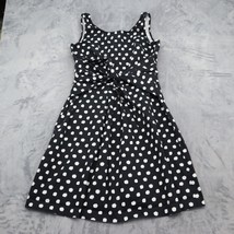 American Living Dress Womens 14 Black Polka Dots Sleeveless Tie Up Fit and Flare - £23.37 GBP