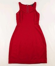 Express Red Bodycon Dress Sz 0 Sheer Mesh Inset Zip Back Cocktail Party ... - $18.80