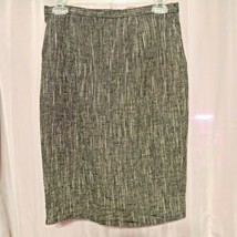 MICHAEL Michael Kors Skirt Linen/Cotton Blend Black &amp; Tan Lined Back Sli... - £13.89 GBP
