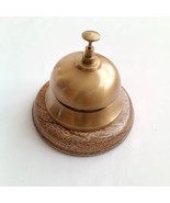 Antique Office Brass Bell and Sheesham Wood/Rosewood Base - £45.53 GBP