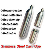 Stainless Steel Refillable 12g 16g threaded Rechargeable CO2 Cartridge G... - $25.65 CAD+