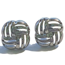 Napier Pierced Earrings Signed Button Push Back Silver Tone Costume Contemporary - £6.20 GBP