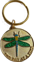 Dragonfly Green Glitter and Gold One Day At A Time Keychain - $12.99