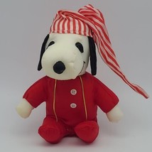 Snoopy United Feature Syndicate In Red Christmas Pajamas &amp; Cap 7&quot; Plush - £15.51 GBP