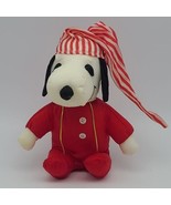 Snoopy United Feature Syndicate In Red Christmas Pajamas &amp; Cap 7&quot; Plush - £15.63 GBP