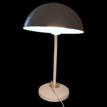 Vintage 80s Mushroom Desk Lamp Gooseneck White Enamel Postmodern Metal Shade - £65.13 GBP