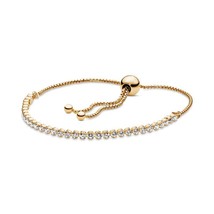 Round Buckle Zirconia Pan 925 Silver Adjustable Snake Chain For Pulsera ... - £31.02 GBP