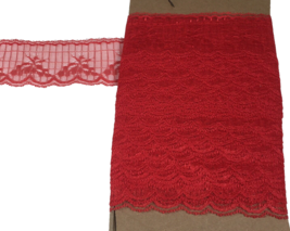 Lace Trim 12 Yards 2” Red Floral Scalloped - 23B - $15.99