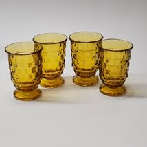 Vintage Whitehall By Colony 4” Amber Juice Glasses Cube Cubist  - Set Of 4 - $28.23 CAD