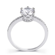 2 Carat Round Cut CZ Crown Shape Engagement RING White Gold Plated Size 5-9 - £18.25 GBP