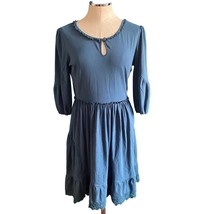 Matilda Jane Make Believe Hold The Key Teal Blue Crochet Trim Mini Dress Size M - £21.89 GBP