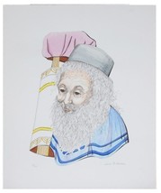 &quot; Rabbin Avec Torah De Justine Schlachter Signée Lithographie Le 125 / COA 24X20 - $300.28