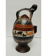 Peru Clay Pottery Pitcher Vessel Hand Crafted Painted Inca Style Art 10&quot; - £78.10 GBP