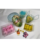 Easter Lot - Miniature Metal Wire Baskets, Mini Chicks, Orns, Nestler Eg... - $14.85