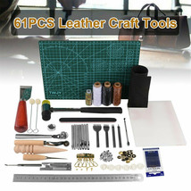 61Pcs Leather Craft Working Tools Kit Hand Sewing Supplies Stitching Gro... - $65.99