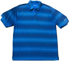 Nike Golf Coupe à Sec Hommes Taille Large Bleu Polo Rayé Extensible Chemise - $9.49