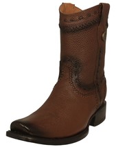 Mens Brown Western Cowboy Boots Zipper Casual Dress Leather Hombre Vaquero - $149.99