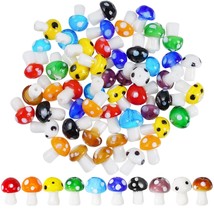 50Pcs Mushroom Glass Beads Charms Cute Mushroom Ornament Lampwork Beads Bulk For - $15.99