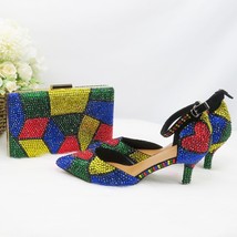  New Arrive Women wedding shoes with matching bags Multicolored Crystal High hee - £168.92 GBP