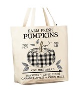 Fall Autumn Plaid Pumpkin 12 oz Cotton Canvas Tote Bag - $165.35 MXN