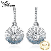 New Arrival Sunrise Sea 3.2ct Round Cut Gemstone 925 Sterling Silver Dangle Stud - £37.98 GBP