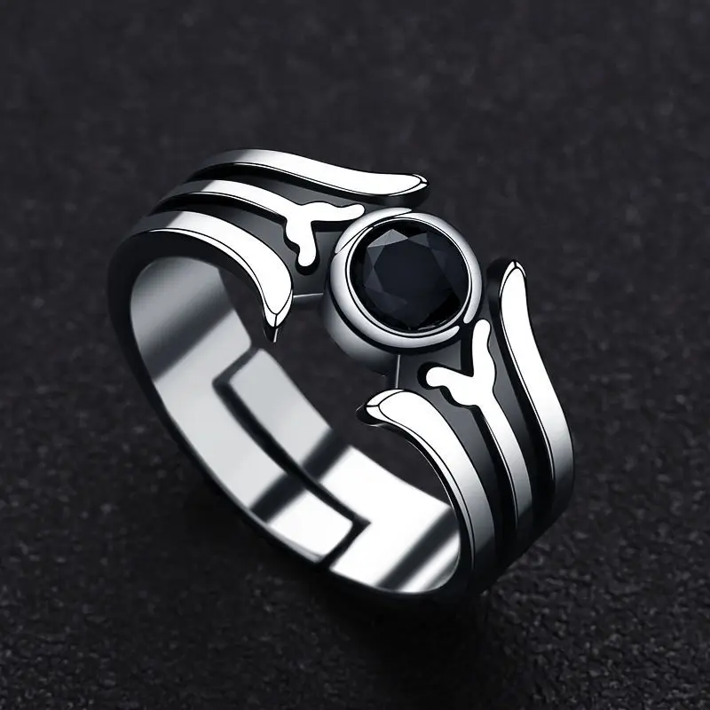 Anime Sword Art Online Kirigaya Kazuto Black Enamel Rings for Men Women Trendy S - £21.45 GBP