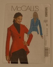 McCalls Sewing Pattern # M5980 Misses Lined Jackets Uncut - $4.99