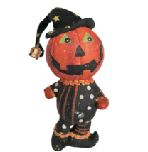 Unique chalkware plaster Halloween jack o lantern pumpkin jester figurine - £16.23 GBP