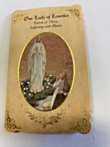 Our Lady of Lourdes &quot;Suffering Illness Prayer&quot; Card + Medal, New from Italy - £4.74 GBP