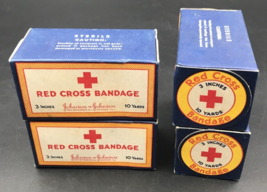 Lot of Four (4) Vintage NOS Johnson &amp; Johnson Red Cross 3&quot; 10 Yards Band... - £14.44 GBP