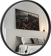 18Inch Black Round Mirror Wall Mounted Circle Mirrors Vanity Mirror For Bathroom - £43.57 GBP