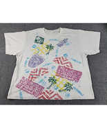 Vintage 90s Adult XL White Single Stitch Tropical Parrot Fish USA Abstra... - $283.30 MXN