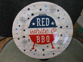 Round Melamine Plate Dish 11&quot; - Red, White, Blue BBQ Patriotic Stars - $164.96 MXN
