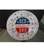 Round Melamine Plate Dish 11&quot; - Red, White, Blue BBQ Patriotic Stars - $163.27 MXN