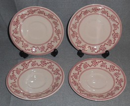 Set (4) Johnson Brothers Pink Petite Fleur Pattern Saucers Made In England - £9.34 GBP