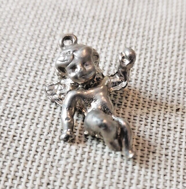 Tiny Vintage Pewter Cherub Pendant - $18.90