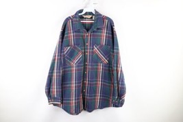 Vtg 90s Big Mac Mens Size 2XLT Faded Heavyweight Flannel Button Shirt Plaid USA - $49.45