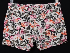Old Navy Girls Tropical Floral &amp; Leaf Print Linen Shorts 12 R White Green Orange - £7.12 GBP