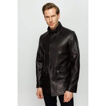 Vinci The Barclay Black Leather Men Jacket image 10