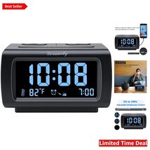 Elegant Digital Alarm Clock Radio with USB, Battery Backup &amp; FM for Bedr... - $56.38