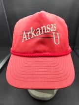 Vintage 1990s Arkansas University razorback Hat early adjustable ykk nissin cap - £22.81 GBP