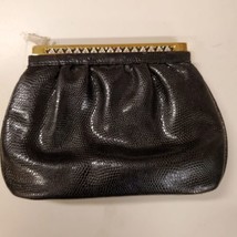 Black Purse with Gold Chain, Black and White Rhinestones - £35.02 GBP