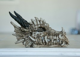 Dragon Skull 8&quot; Statue Figurine, Realistic &#39;Bone&#39; Finish Gothic Fantasy Ebros - £11.70 GBP