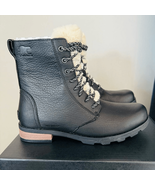 SOREL Emelie Genuine Shearling Lamb Fur Short Lace-Up Boot, Black, Size ... - €120,06 EUR