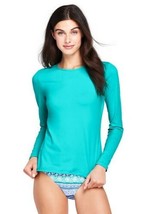 Lands End Women&#39;s Swim Tee Rash Guard Capri Aqua New - £23.56 GBP