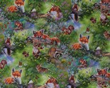 Cotton Animals Foxes Rabbits Flowers Wildlife Nature Fabric Print BTY D4... - £9.59 GBP