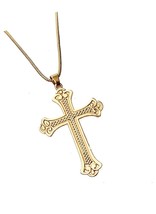 Cross Necklace for Men, Brass Rustic Silver Vintage Antique - $71.62